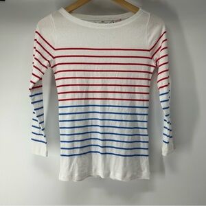 Vineyard Vines White Tee with Blue and Red Stripes